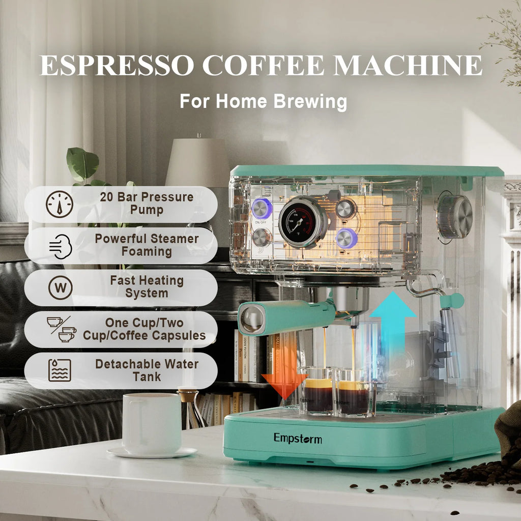 🩵 Blue 3-in-1 Espresso Machine — 20 Bar Power