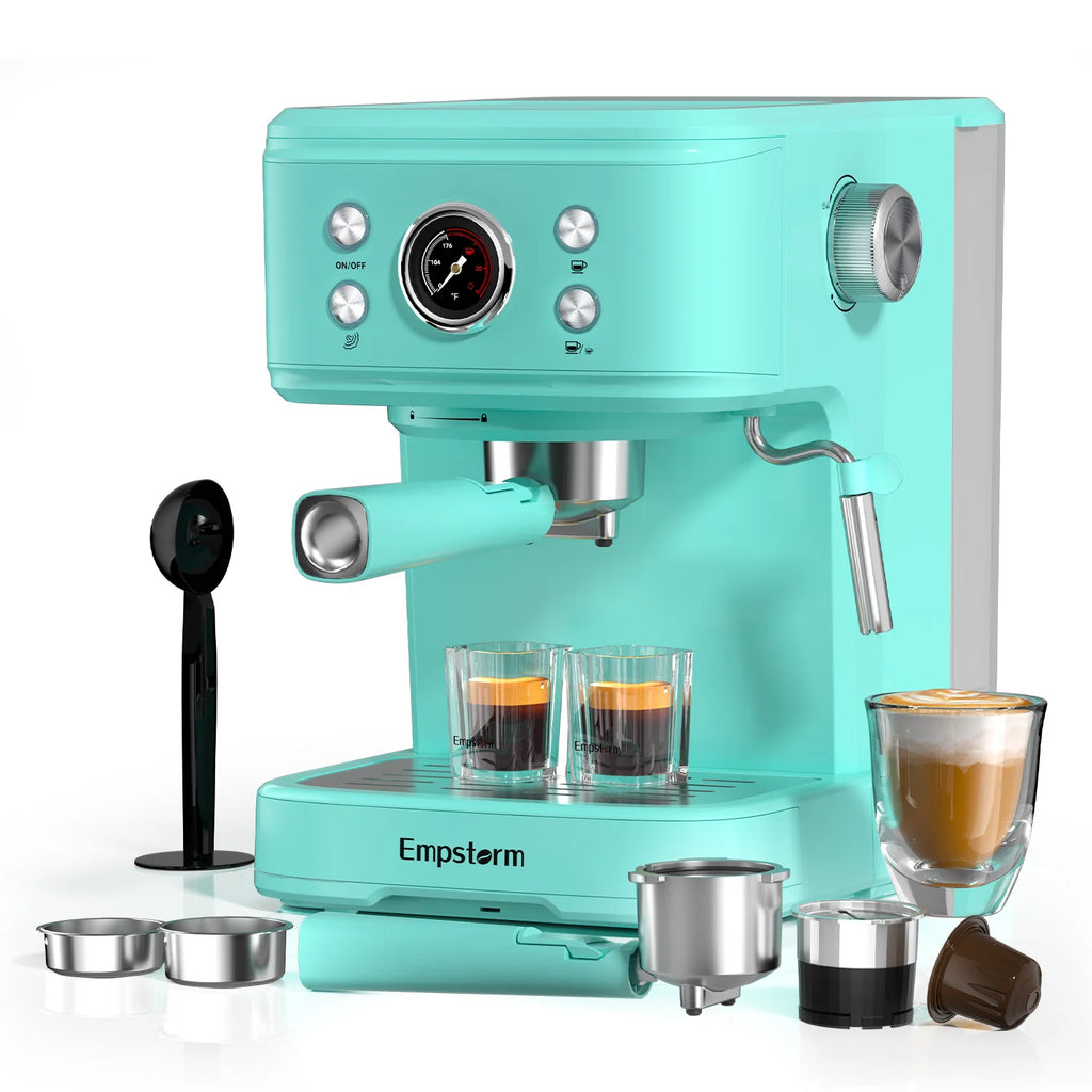 🩵 Blue 3-in-1 Espresso Machine — 20 Bar Power